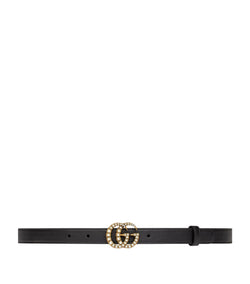Leather Double G Pearl Belt