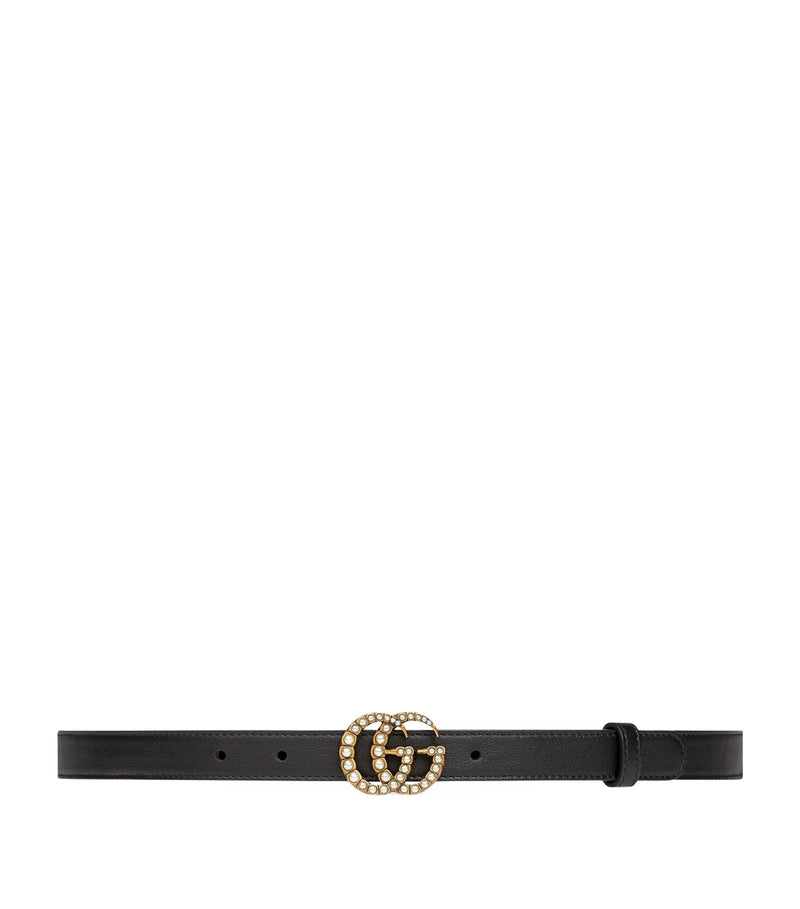 Leather Double G Pearl Belt