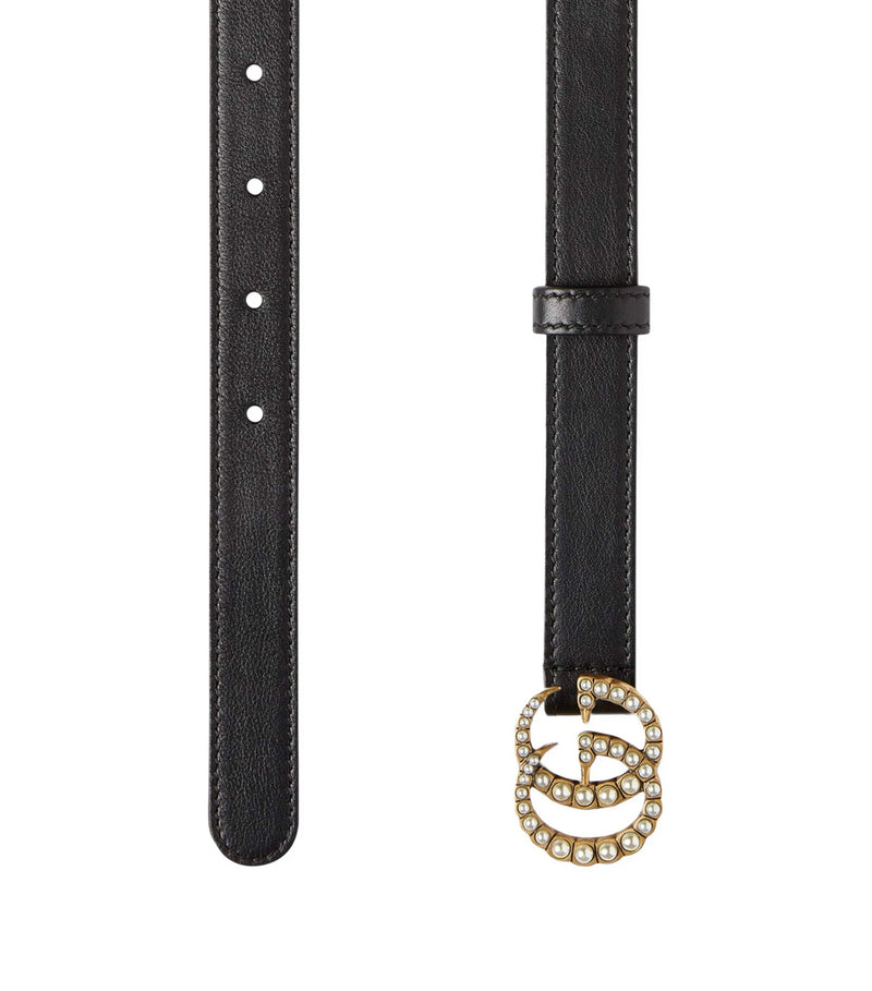 Leather Double G Pearl Belt