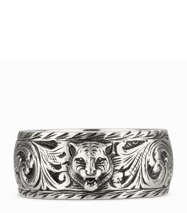 Silver Ring with Feline Head