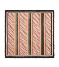 Icon Stripe Monogram Print Wool Silk Square Large Scarf