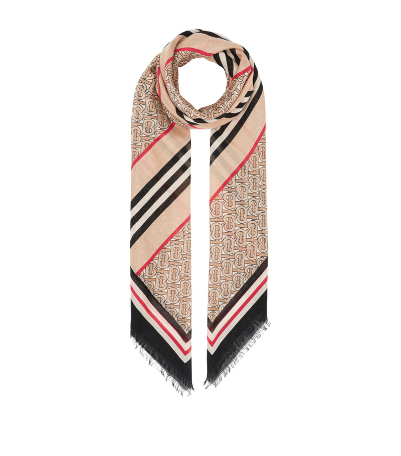 Icon stripe monogram scarf
