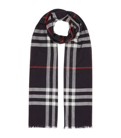 Lightweight Check Wool-Silk Scarf