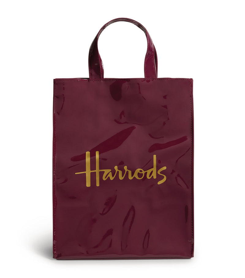 Harrods Burgundy Gold Medium Shopper Bag