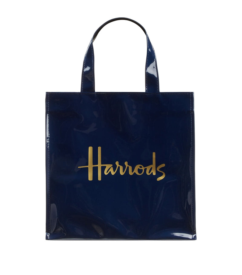 Harrods Navy Gold Small Shopper Bag