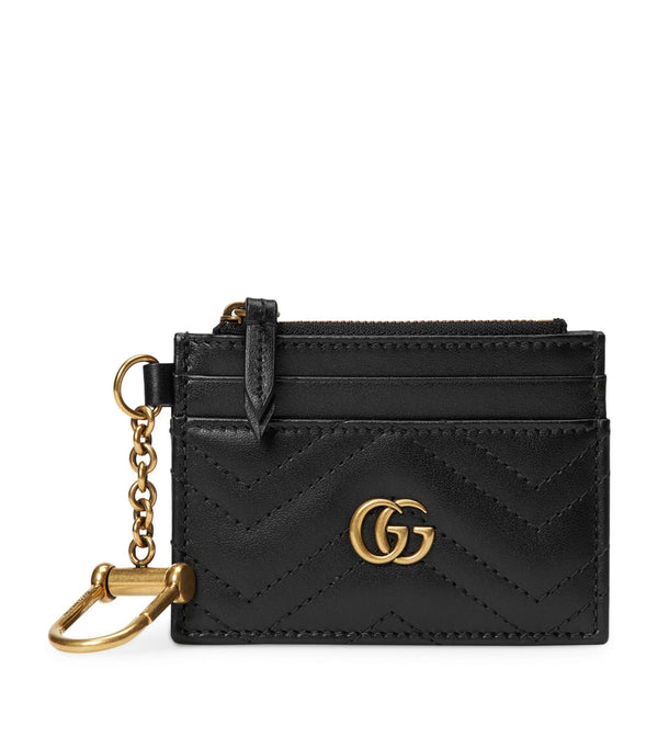 Leather GG Marmont Keychain Card Holder