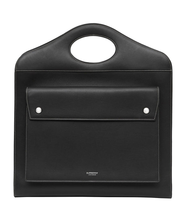 Medium Leather Pocket Top-Handle Bag