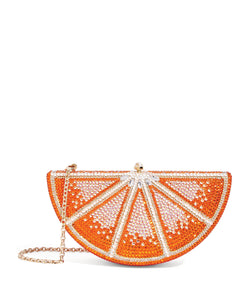 Crystal-Embellished Orange Slice Clutch Bag