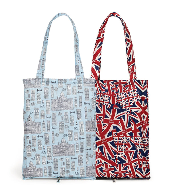 Recycled Union Jack & London Town Pocket Shopper Bag (Set of 2)
