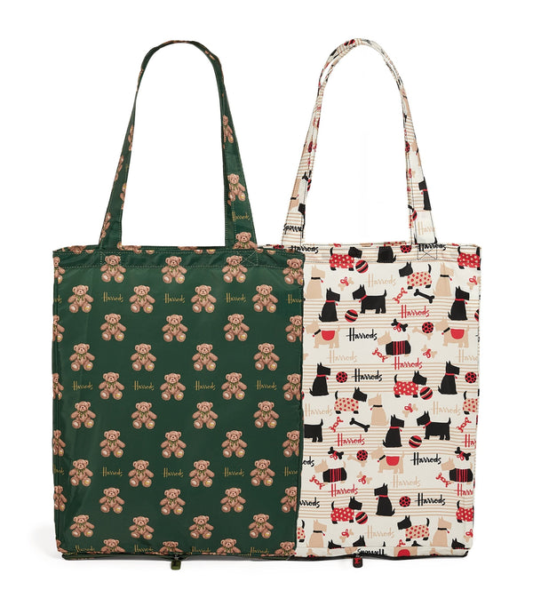 Scottie Dog and Jacob Bear Recycled Pocket Shopper Bag (Set of 2)