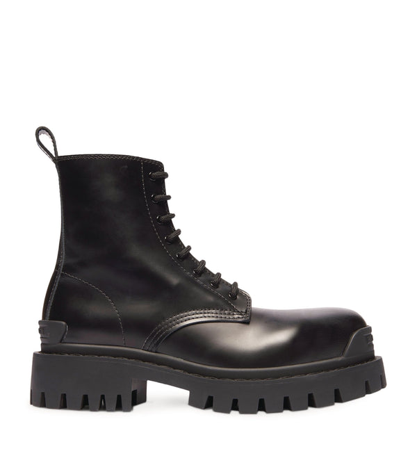 Leather Strike Lace-Up Boots