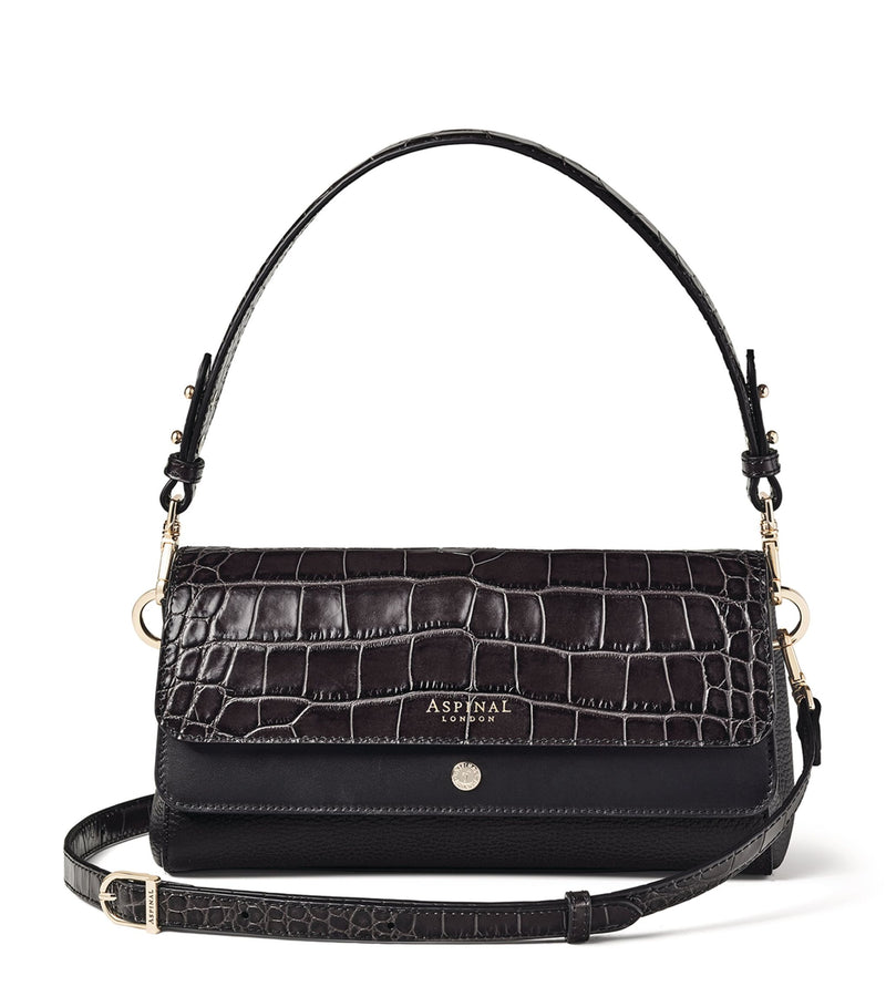 Croc-Embossed Leather Hampton Bag