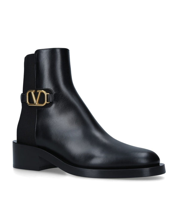 Valentino Garavani Leather Logo Chelsea Boots 30