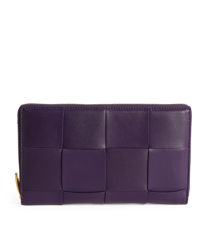 Leather Intreccio Zip-Around Wallet
