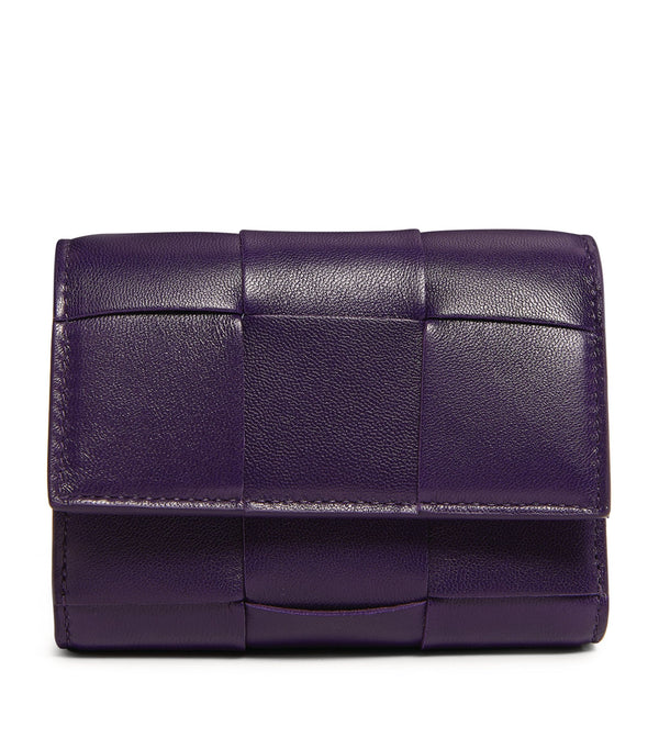 Leather Intrecciato Trifold Wallet