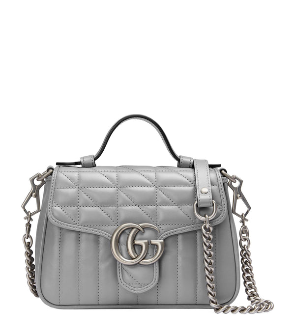 Mini Leather GG Marmont Top-Handle Bag