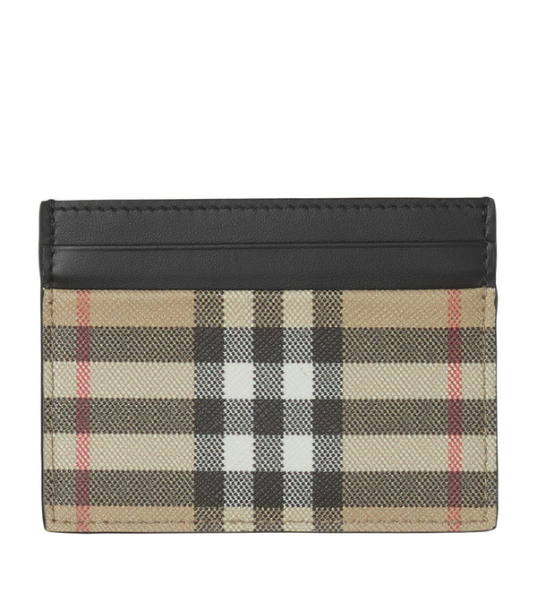 Leather and Vintage Check Card Holder