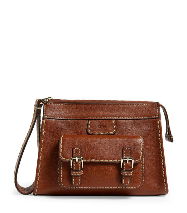 Leather Edith Sepia Pouch Bag