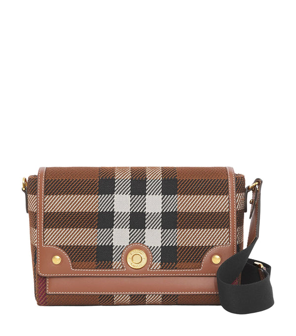 Check and Leather Note Cross-Body Bag