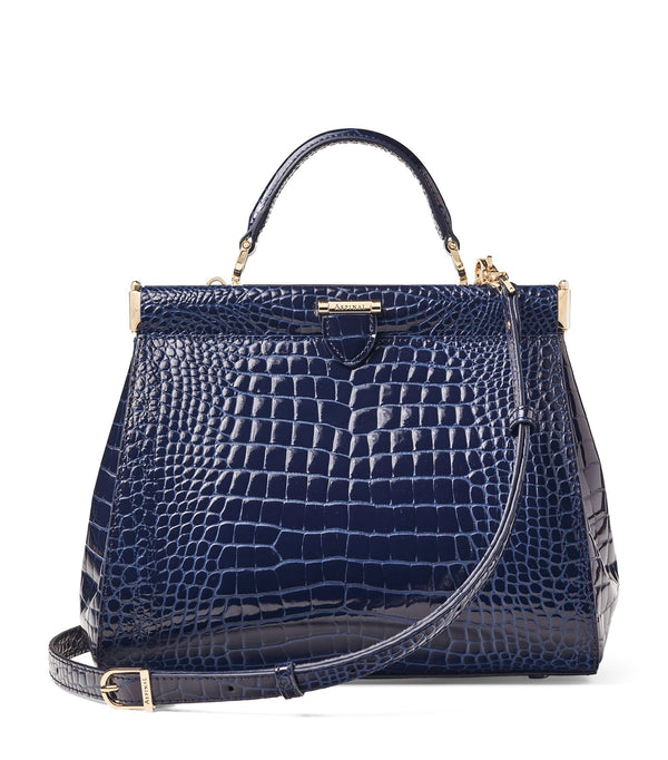 Small Croc-Embossed Leather Florence Top-Handle Bag