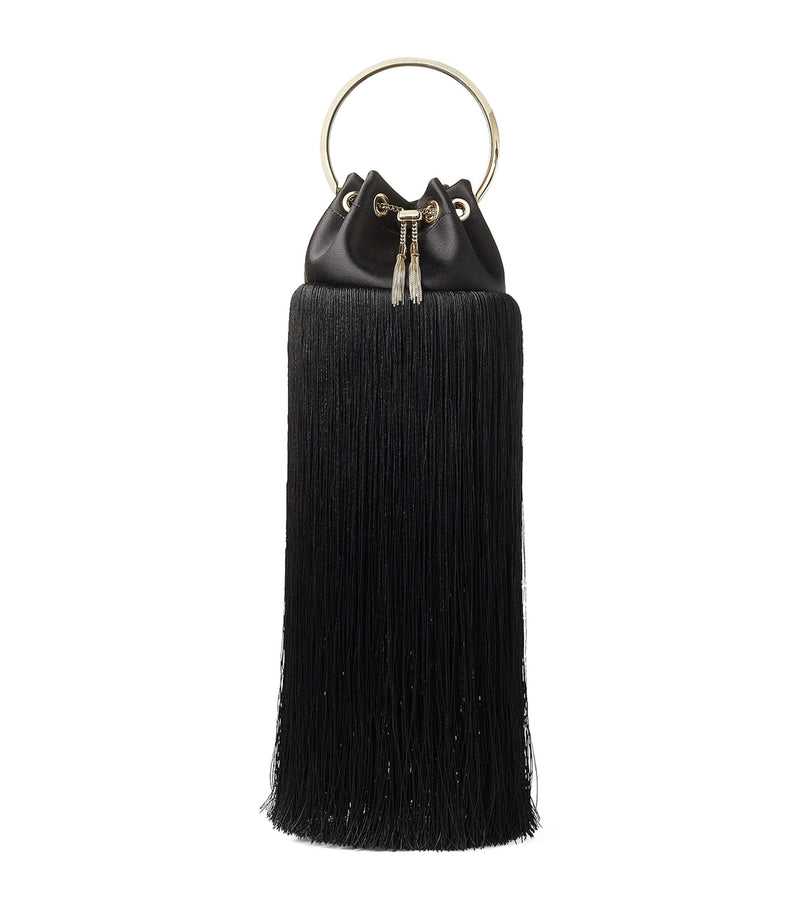 Satin Fringed Bon Bon Bucket Bag