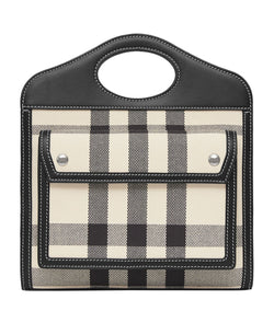Mini Leather-Canvas Check Pocket Bag