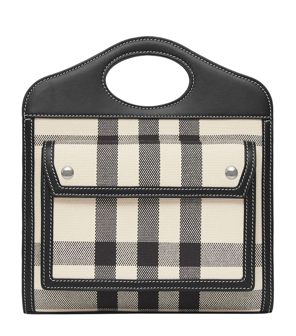 Mini Leather-Canvas Check Pocket Bag