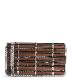 Snakeskin and Wood Clutch Bag
