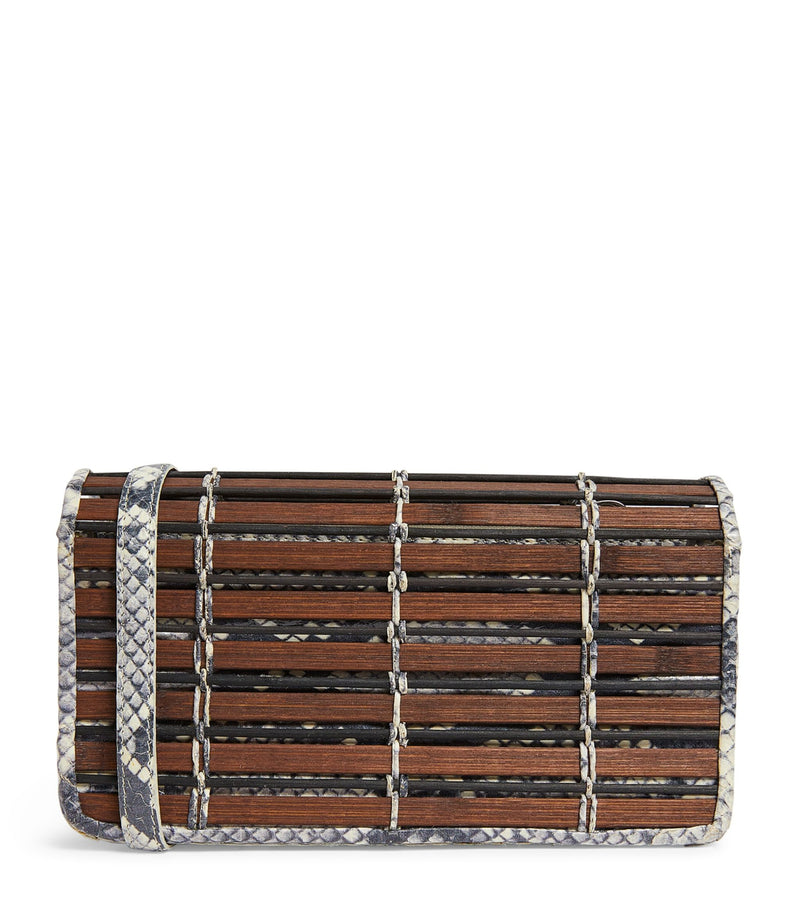 Snakeskin and Wood Clutch Bag