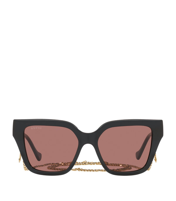 Rectangle Sunglasses with Chain