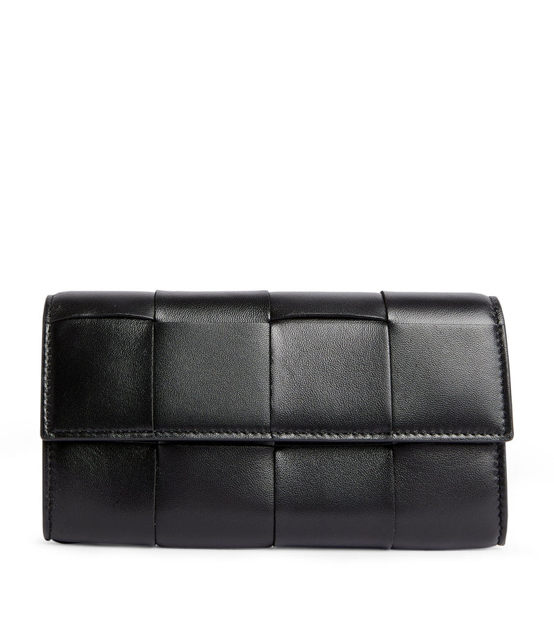 Leather Intreccio Flap Wallet