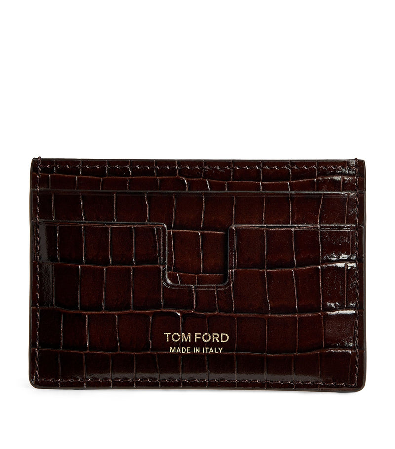 Leather Croc-Embossed Card Holder