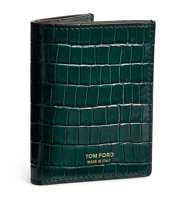 Croc-Embossed Folding Card Holder