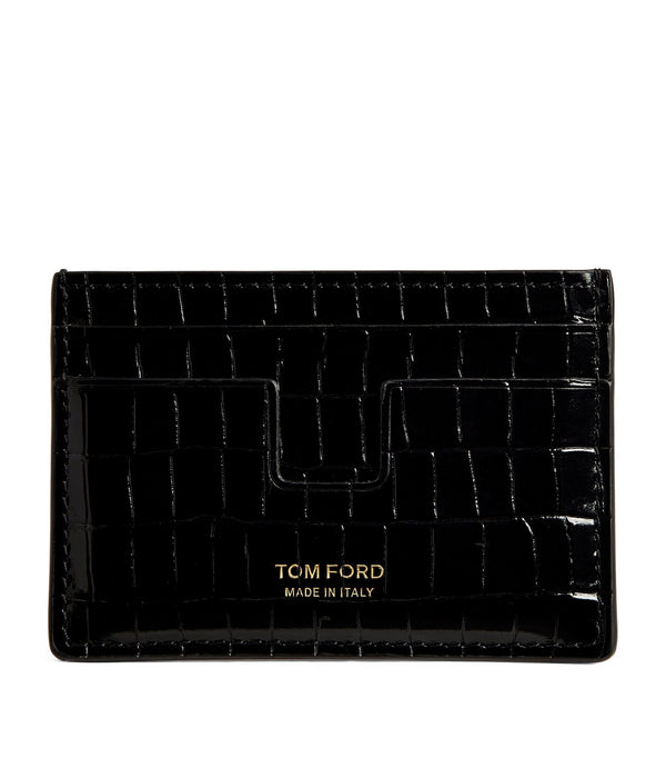 Leather Croc-Embossed Card Holder