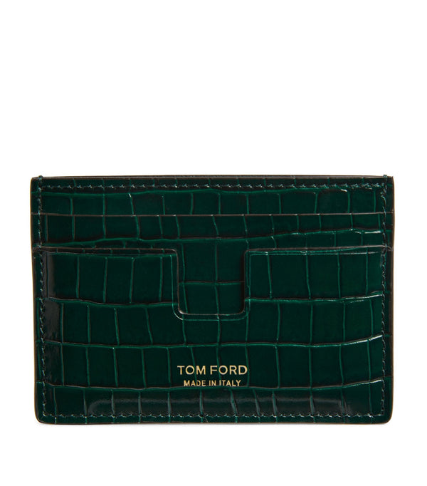 Leather Croc-Embossed Card Holder