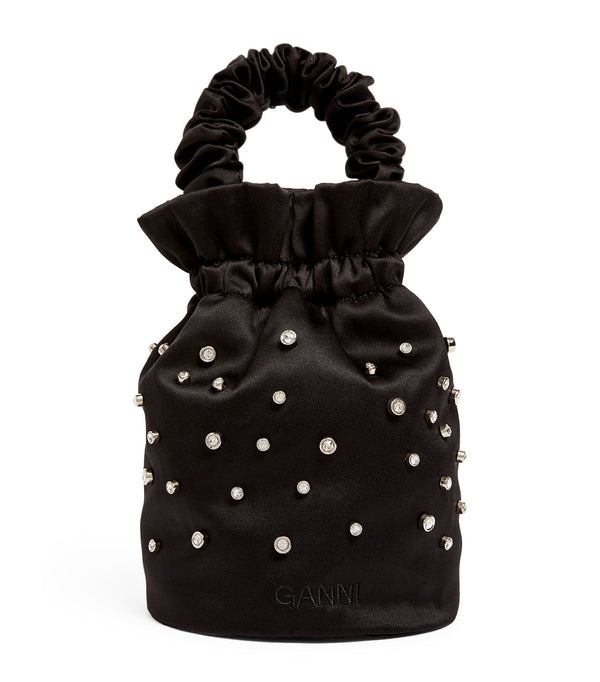 Crystal-Embellished Occasion Bucket Bag