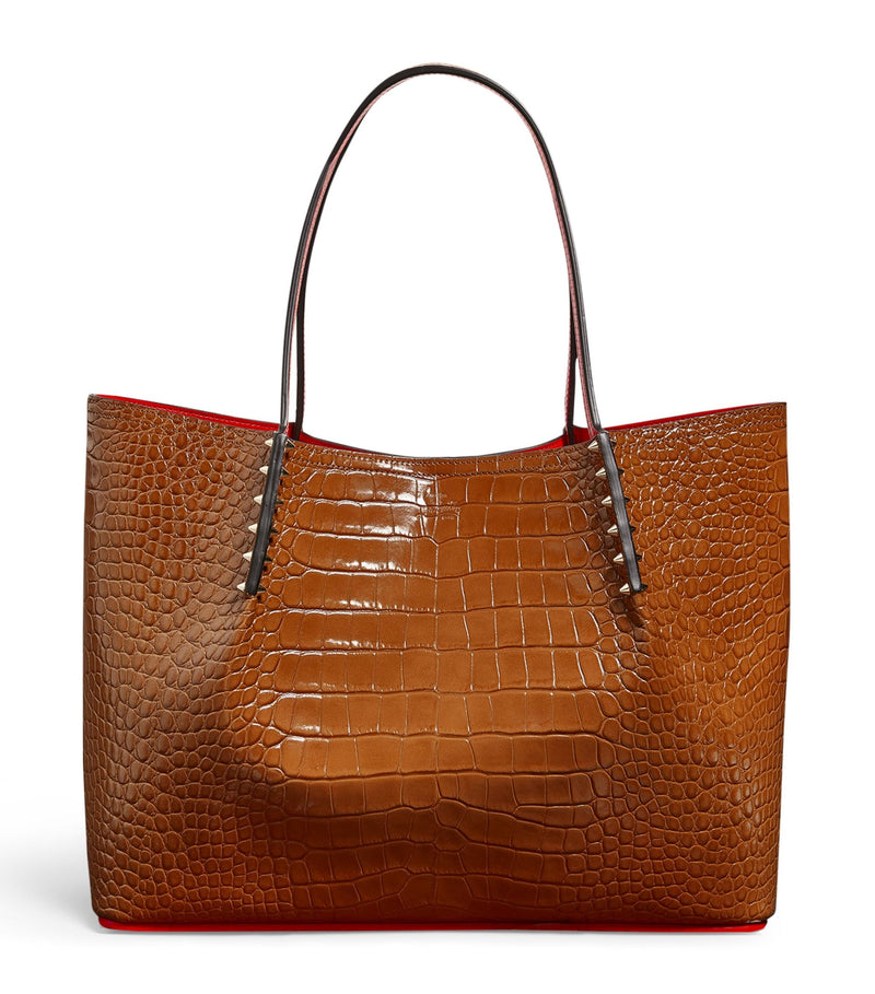 Large Croc-Embossed Leather Cabarock Tote Bag