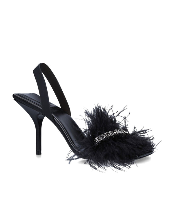 Feather Slingback Sandals 90