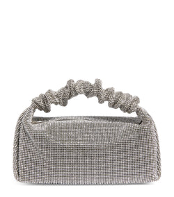 Mini Crystal-Embellished Scrunchie Bag