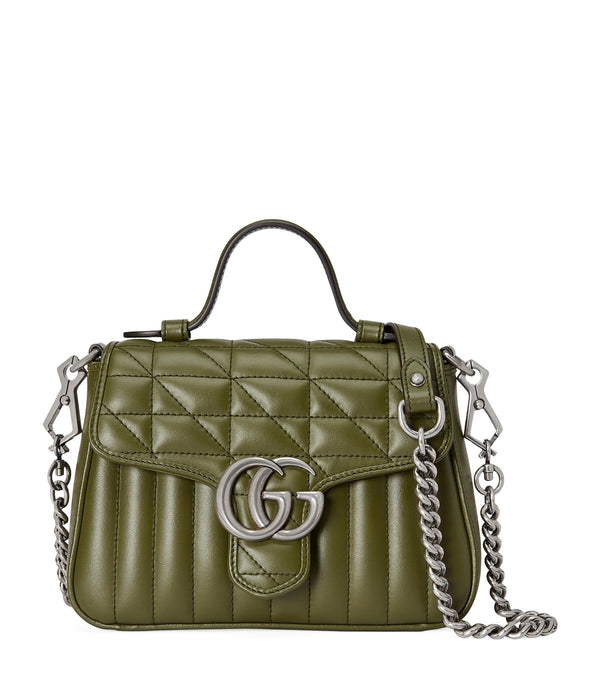 Mini Leather GG Marmont Top-Handle Bag