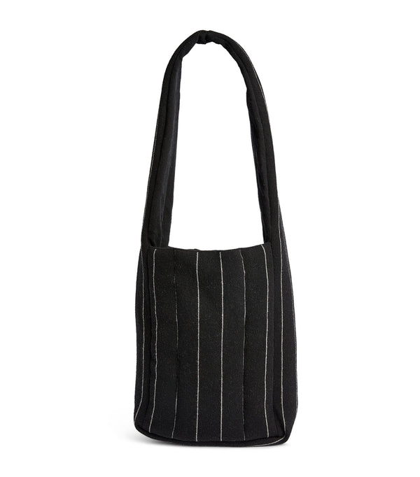 Merino Pinstripe Padded Shoulder Bag