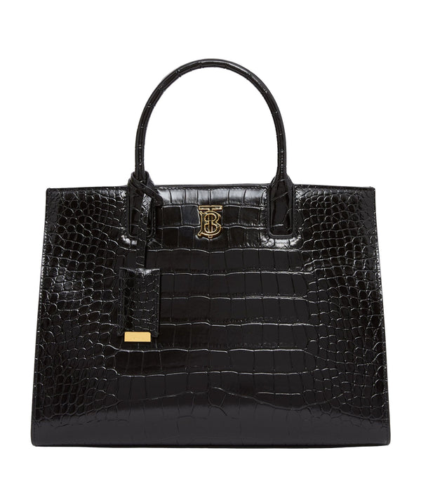 Small Croc-Embossed Leather Frances Tote Bag